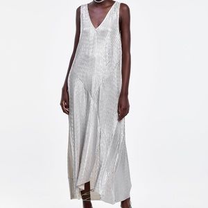 ZARA metallic wrinkle look dress